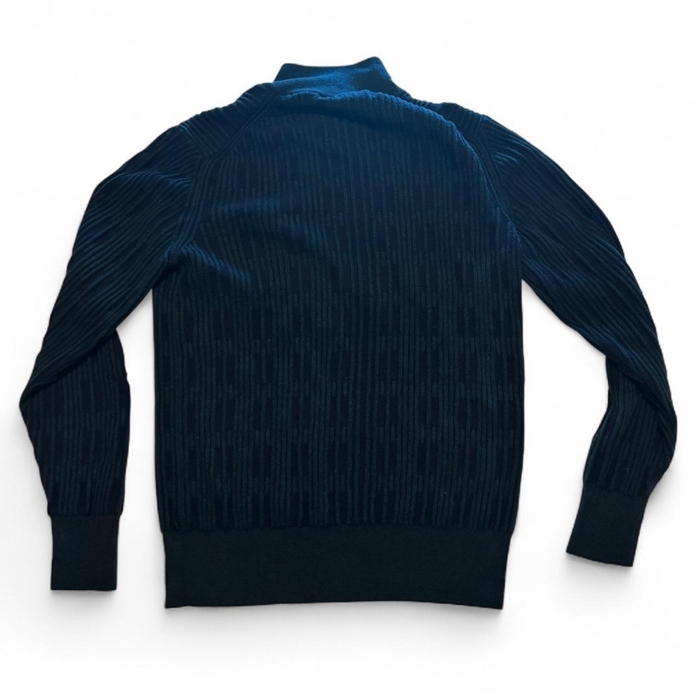 Ferrante Italy Merino Wool Sweater Sz M Blue Green 3D Knit Button Mock Neck READ - Picture 3 of 8